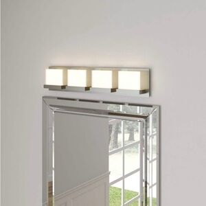 New home decorators Alberson brushed nickel 4-Light frosted Glass Vanity Light